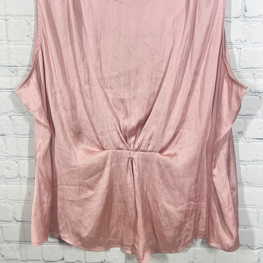 NIC+ZOE Blush Pink Satin Sleeveless Twist Front Blouse Womens XXL Elegant Office - Picture 7 of 11